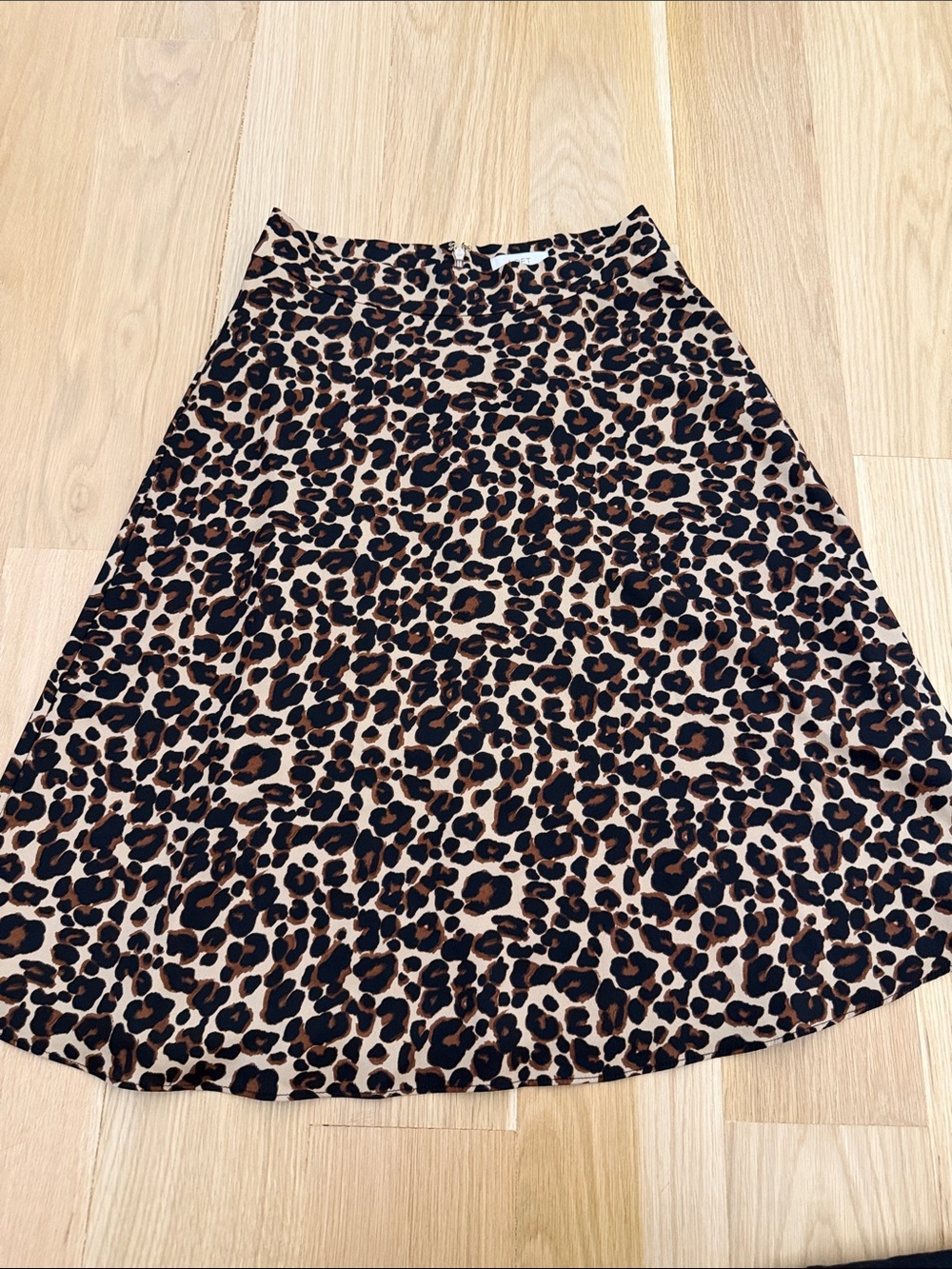 LOFT Leopard Print A-Line Skirt - Brown/Black